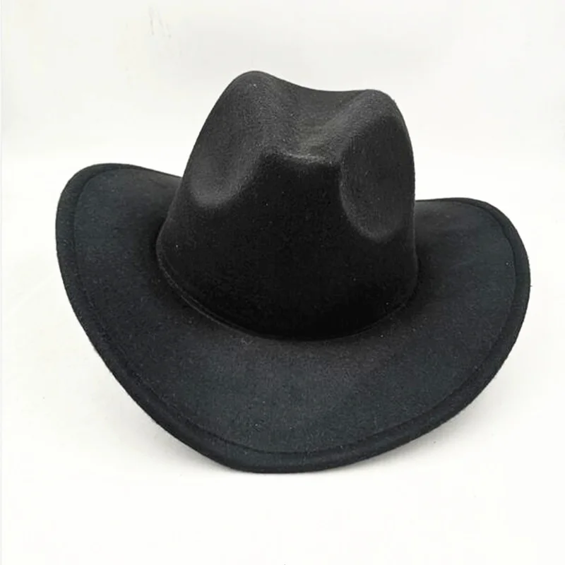 Фетровая шляпа в стиле джаз шляпы для женщин Имитация шерстяные мягкие шляпы дети Панама фетровая шляпа зимние мужские джазовые шляпы Trilby Chapeau H5 - Цвет: black