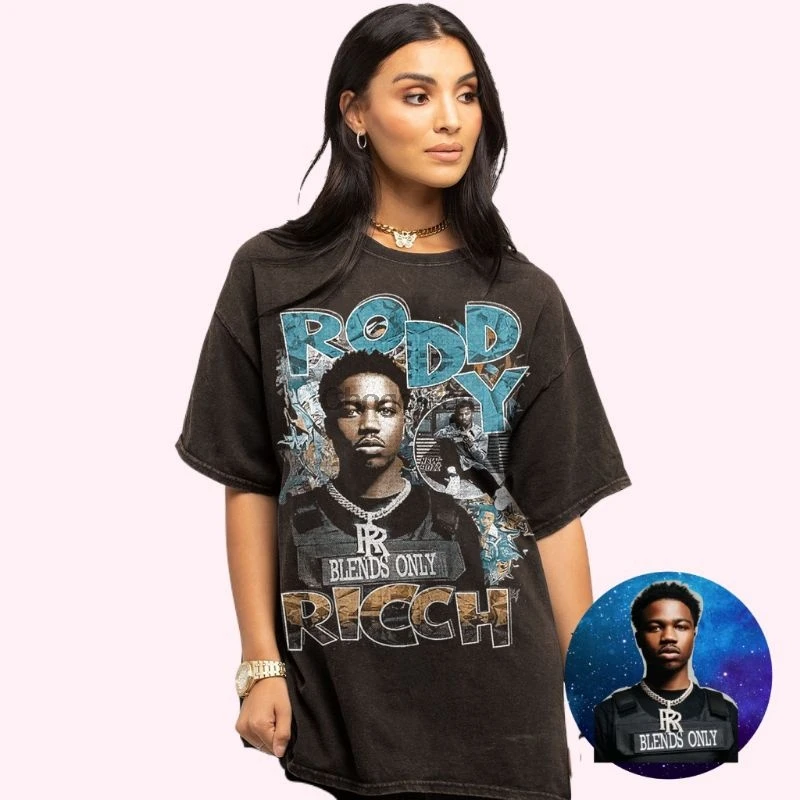 Винтажная стирка Roddy Rich Rap TeeMusik Rapper Hip-Hop винтажная | Мужская одежда