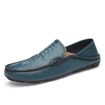 

Genuine Leather Men Casual Shoes Luxury Brand 2020 Mens Loafers Moccasins Breathable Slip on Black Driving Shoes Plus Size 38-46