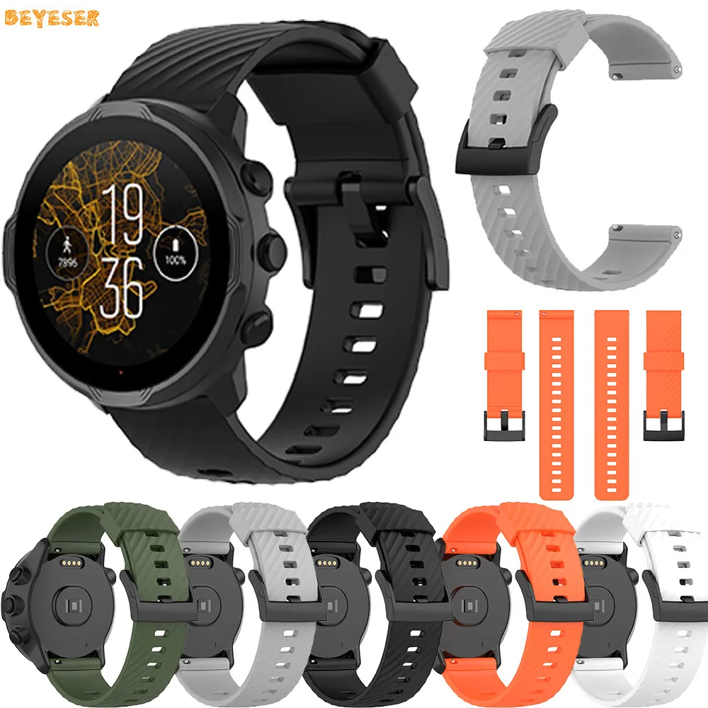 

24mm Silicone Watch Strap For Suunto 9/Baro Smartwatch Replacement Wristband For Suunto 7 Replacement Watchband Bracelet Belt