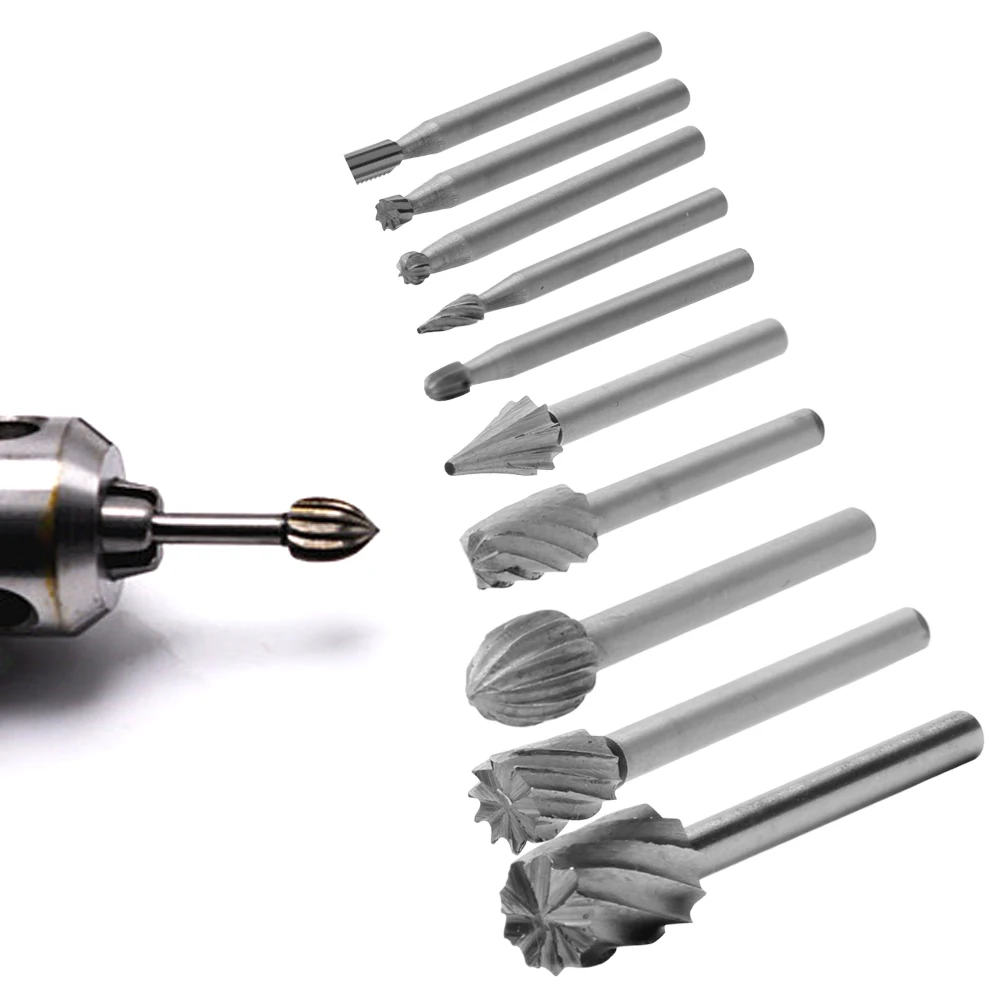 

OOTDTY 2019 10PC/Set Rotary File Electric Grinding Polishing Head Engraving Cutter DIY Wood Tool