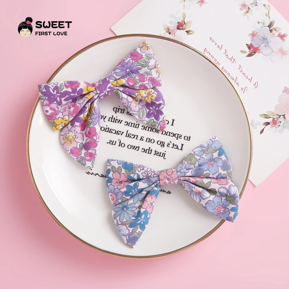 Cute Big Large Bow Hair Clips For Baby Girls Cotton Print Floral Accessories Newborn Toddler Princess Hairpins Barrettes |