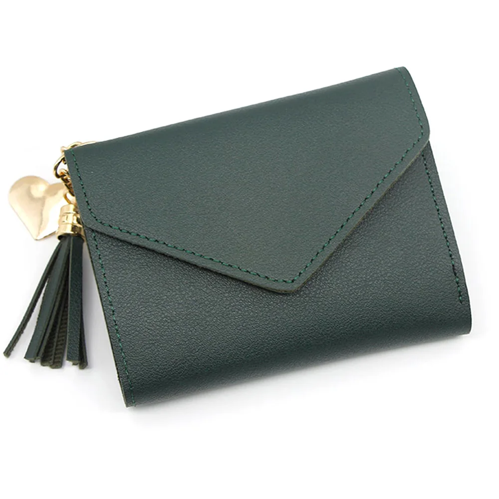 Women Simple Short Wallet Tassel Coin Purse Card Holders Handbag Red