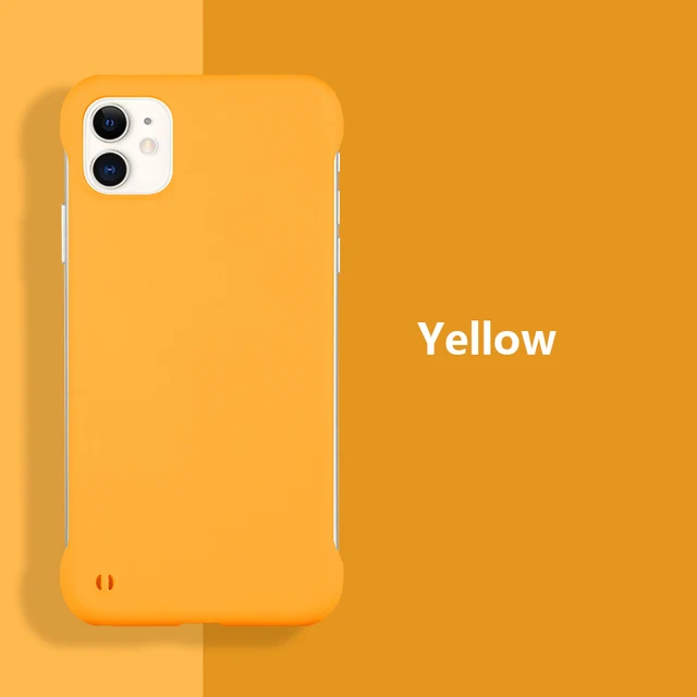 Slim Hard PC Frameless Phone Case For iPhone 13 12 11 Pro Max Mini XR XS X 6 6S 7 8 Plus SE 2 Shockproof Matte Solid Color Cover Yellow
