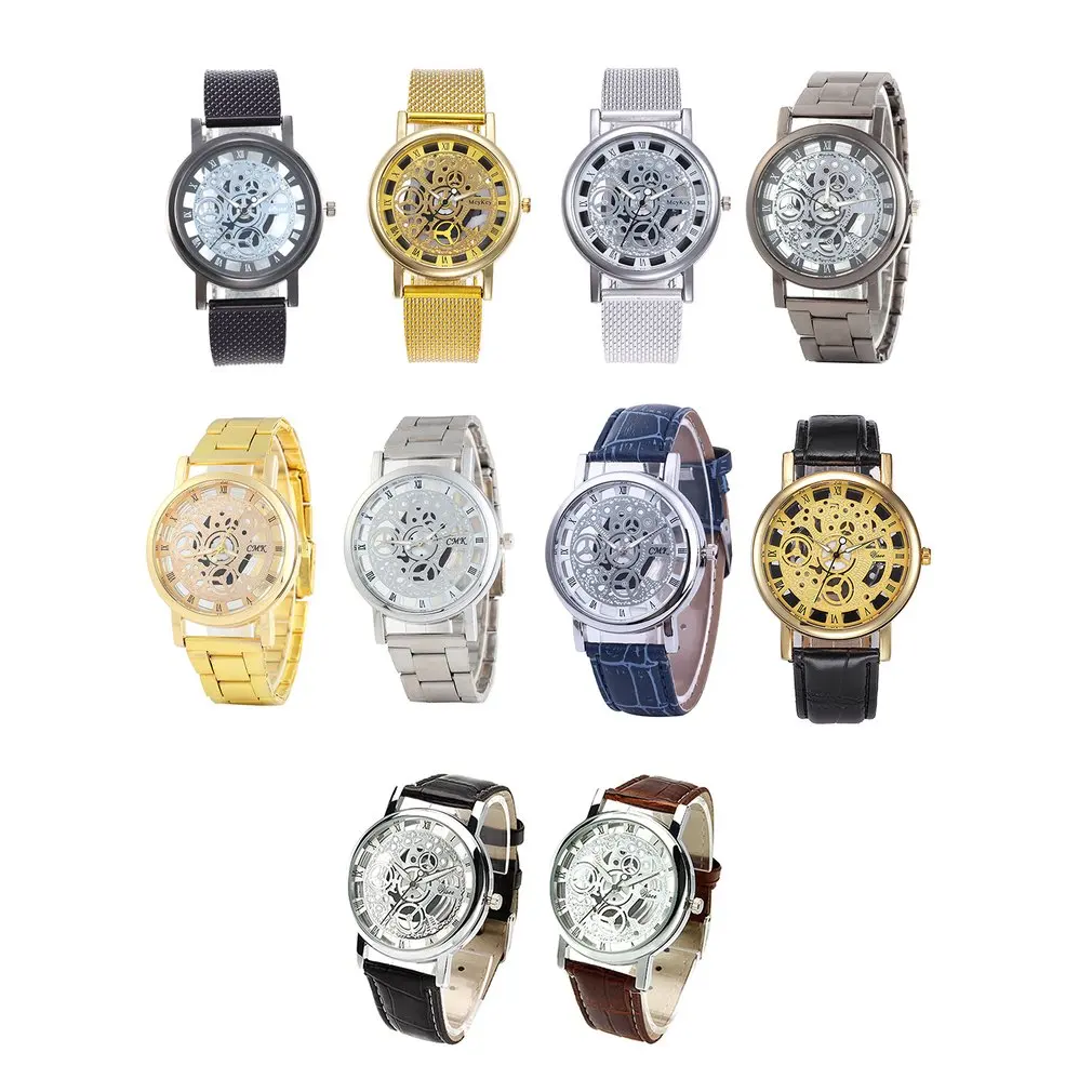 Fashion Skeleton Wrist Watch Men Simple Style Mesh Belt Men Women Unisex Quartz Watches Hollow Watches