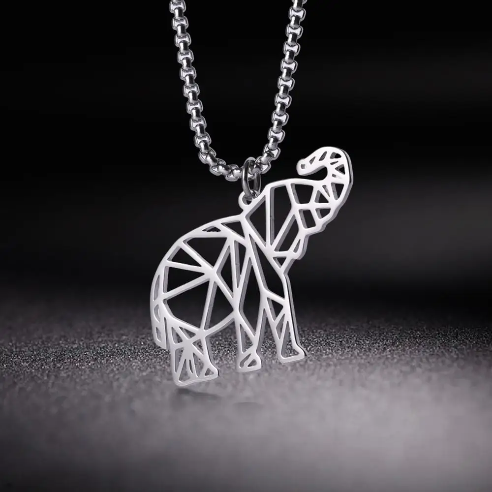 My Shape Elephant Necklace Stainless Steel Animal Silvery Necklaces Cut Out Good Quality Hollow Pendant Jewelry Fashion Gift | Украшения и