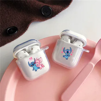 

Cute Cartoon Wireless Bluetooth Earphone Case For Apple AirPods Charging Headphones Stitch Clear For Airpods Protective Cover