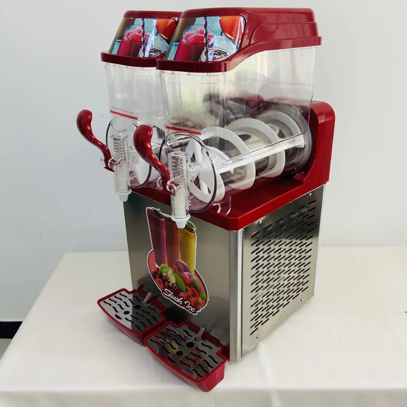 Frozen Drink Slush Machine 2 x12L Smoothie Slushy Maker 2 Cylinder Snow Melting Tank Ice-Cool Juice Dispense Commercial 2
