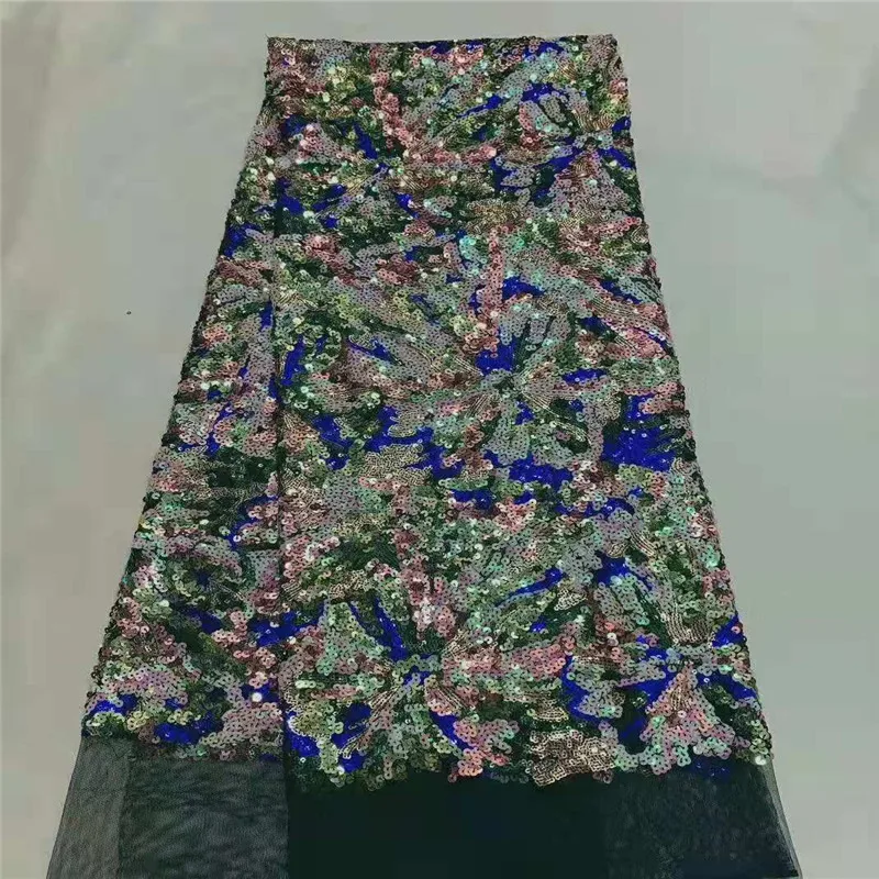 

2020 Latest African Lace Fabric High Quality French Net Embroidery Color Sequins Tulle Lace Fabric For Nigerian Party Dress