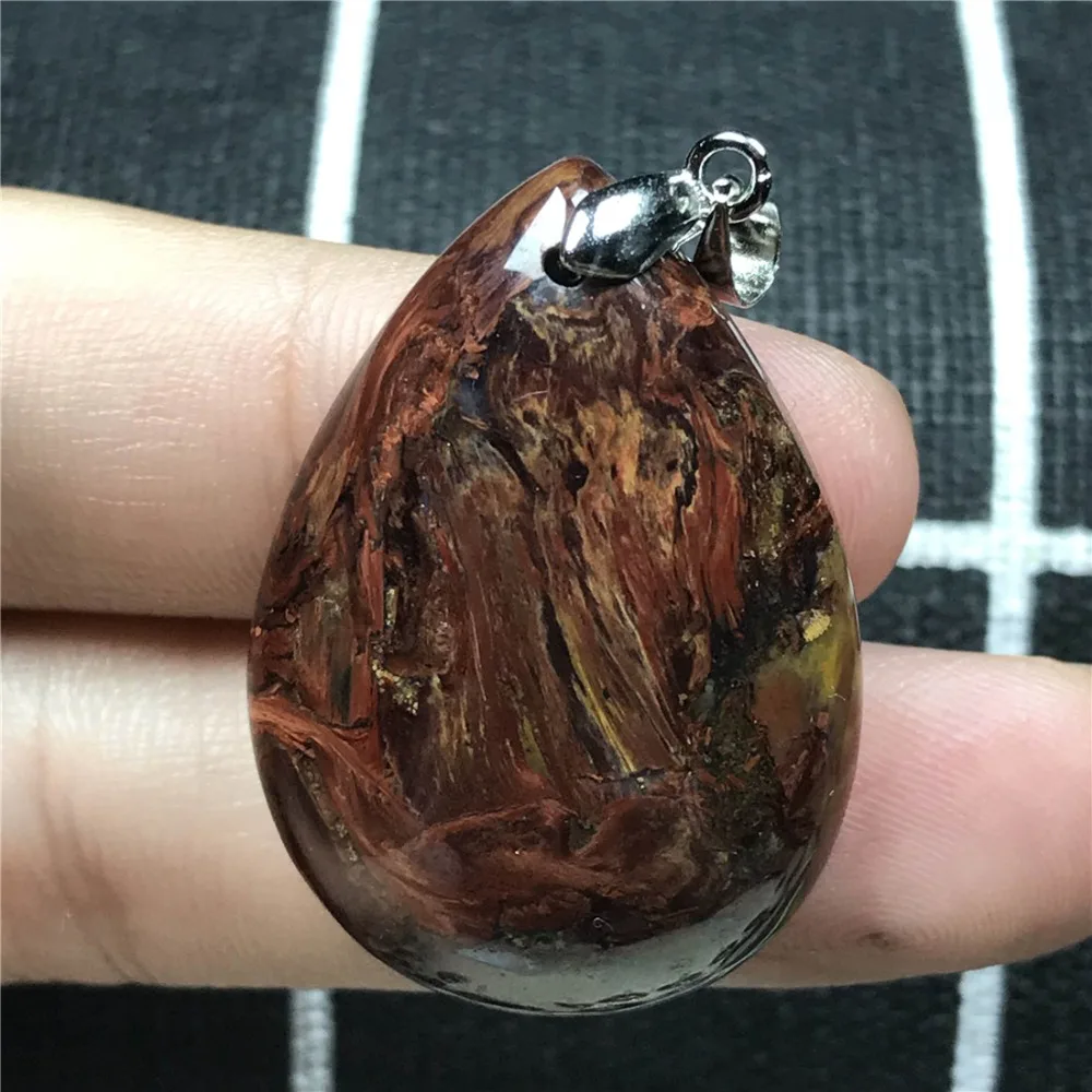 Топ натуральный красный кулон Pietersite для женщин и мужчин, кристалл в бамбийском стиле, 35x24x9 мм, бусины в форме капли воды с эффектом фейерверка, ювелирные изделия из камня, ааааа