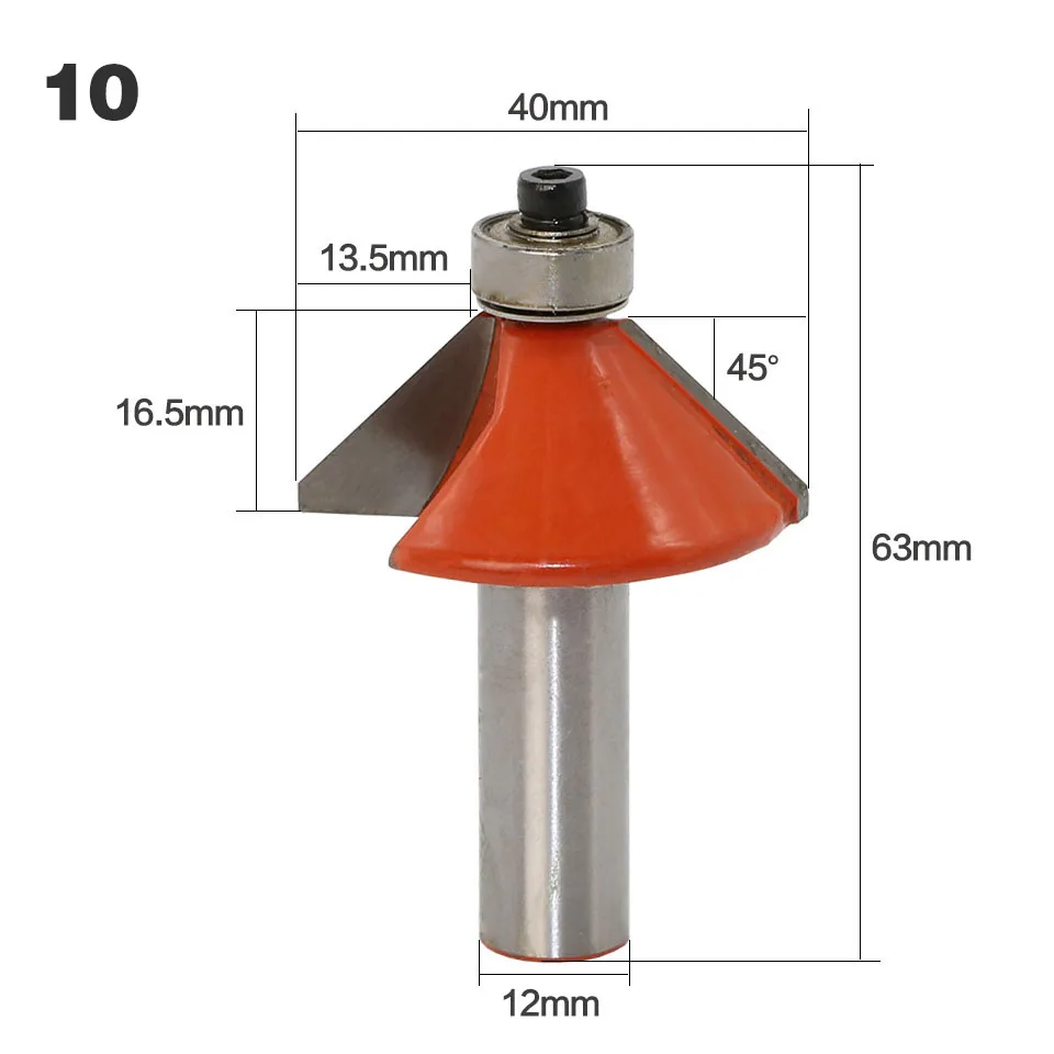 1 шт. 12 мм хвостовик фрезы по дереву фрезы прямой концевой фрезы триммер очистка заподлицо угловая круглая бухта коробка биты инструменты - Длина режущей кромки: 10