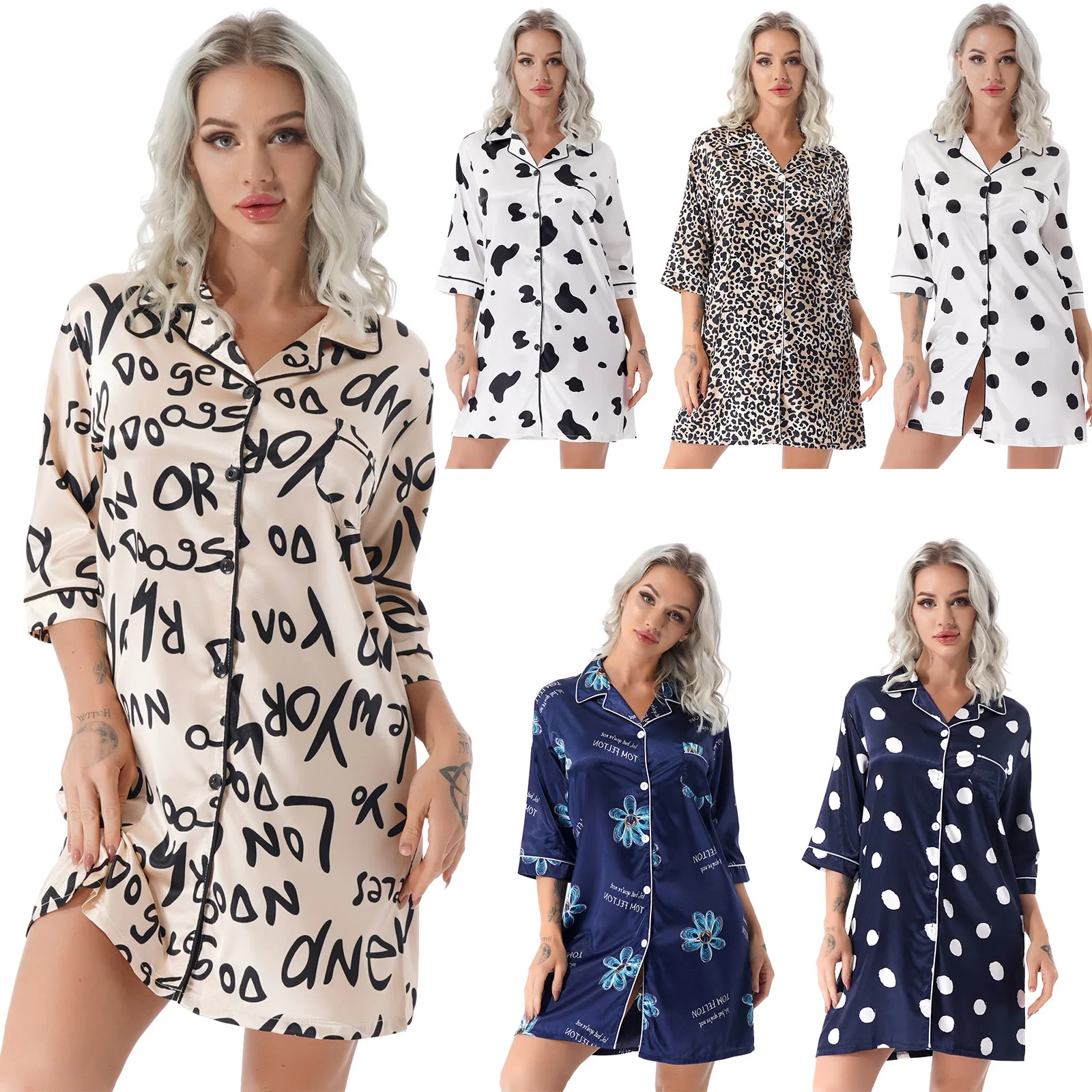  Ʈ μ ġ Į  콺  Nightdress ĳ־    ƾ 巹  M-3XL