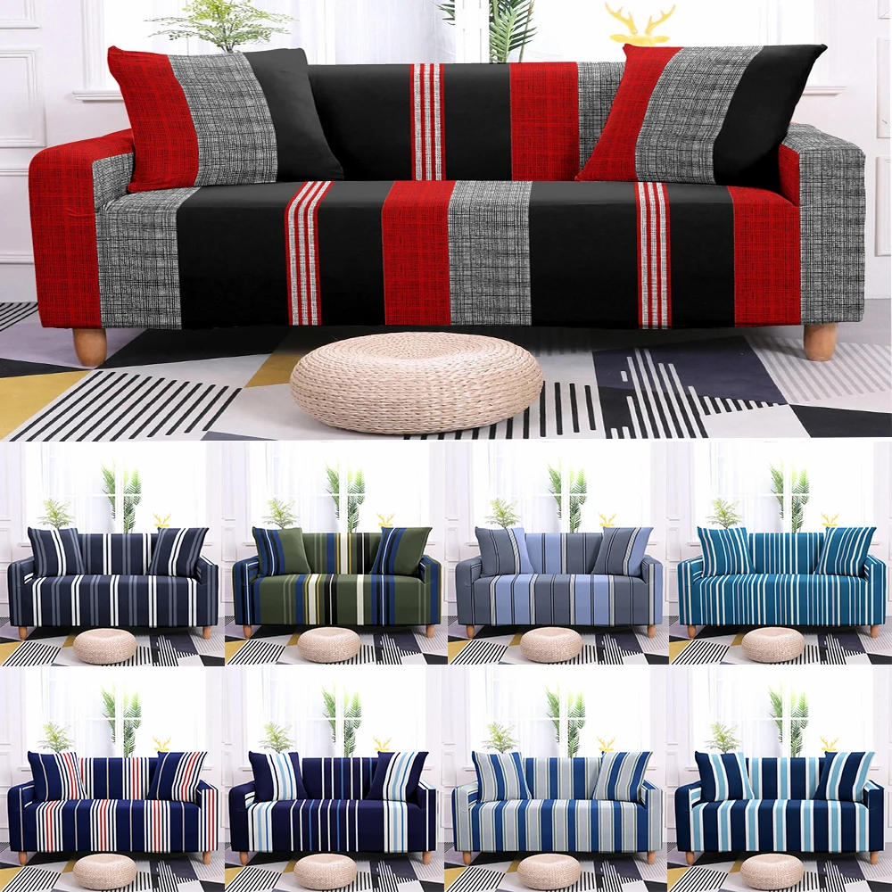 

Simple Geometric Stripes Elastic Sofa Couch Covers for Living Room Home Sofa Protection Cover Universal 1/2/3/4 Seater Slipcover