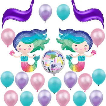

Baby Shower Girl Wedding Air Balloons Hawaii Mermaid Foil Balloons Birthday Party Decoration Sea Theme Party Toys Globo 83D