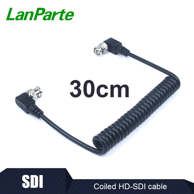 

LanParte 15" HD 4K Coiled SDI Cable with Standard Right Angle BNC Connector