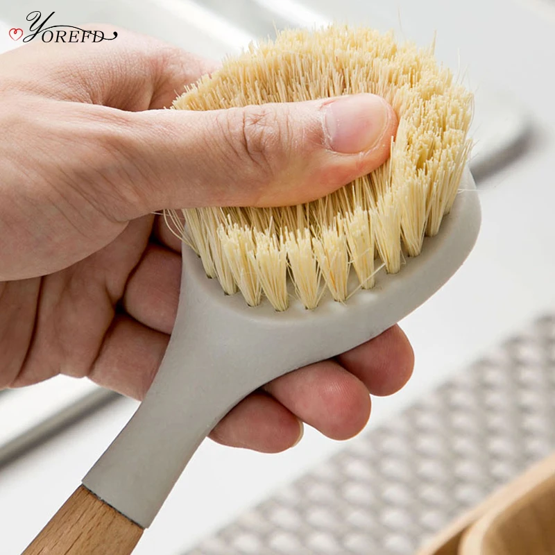 OYOREFD Кухня из дерева с длинной ручкой щетка для очистки кастрюля чаши посуда