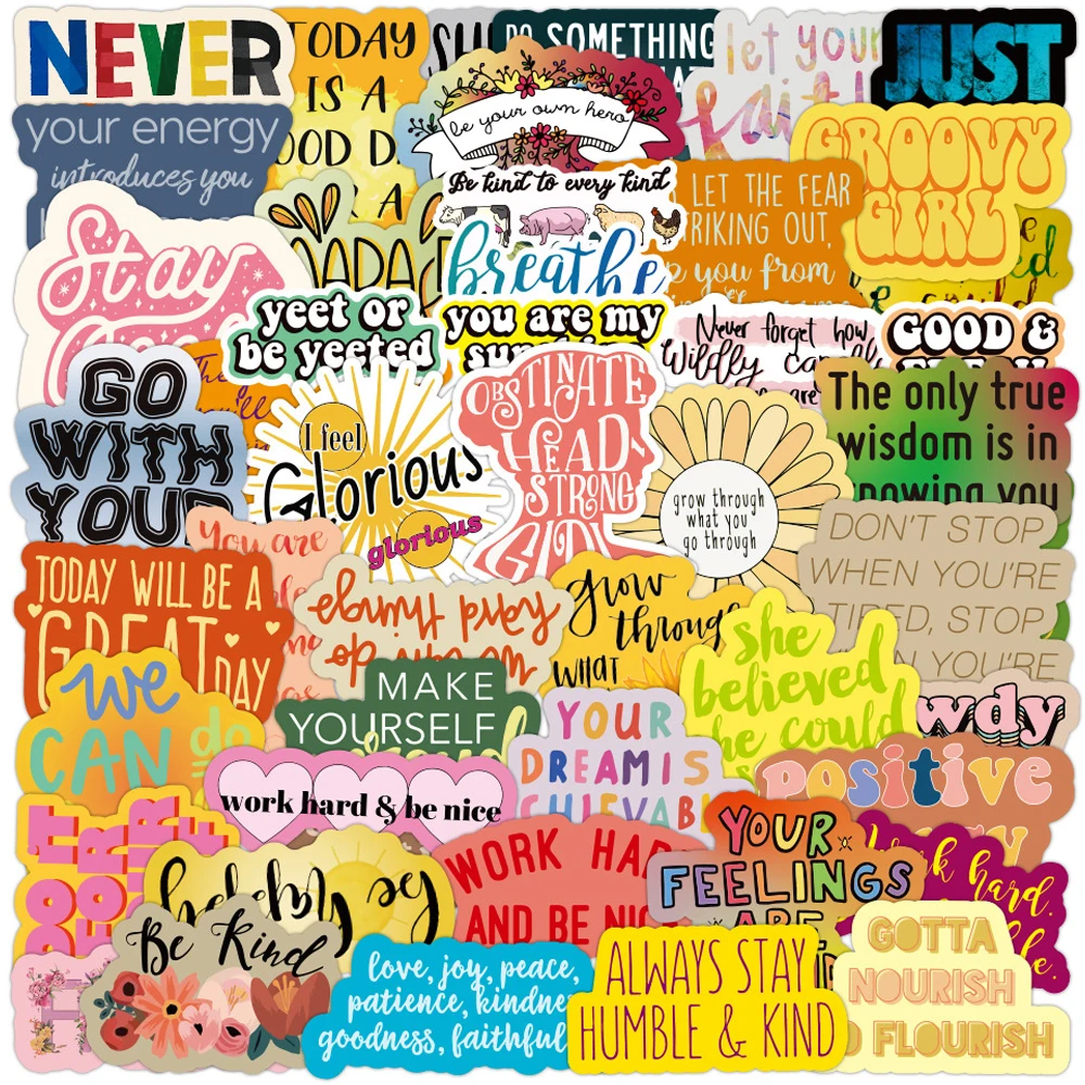 

100Pcs Motivational Phrases Sticker Quotes Sentences Waterproof for Laptop Phone Skateboard Office Study Room Graffiti Decal Toy