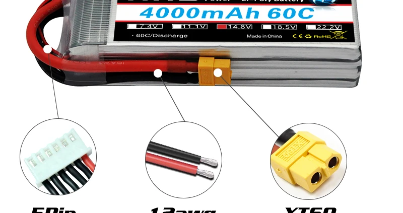 HRB 14.8V 4000mah Lipo Battery, [a57 EZZW Cocidiacharoo Mede nCn