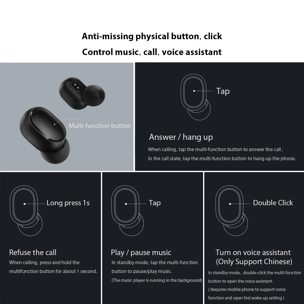 Xiaomi Redmi AirDots мини наушники Dual V5.0 беспроводные наушники Bluetooth наушники 3D стерео звук наушники с двойным микрофоном зарядная коробка