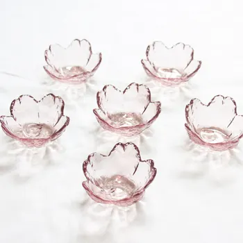 

2Pcs Cherry Blossoms Small Plate Transparent Sauce Dish Cute Tableware Seasoning Sauce Dish (Five Petal Slit Plate)