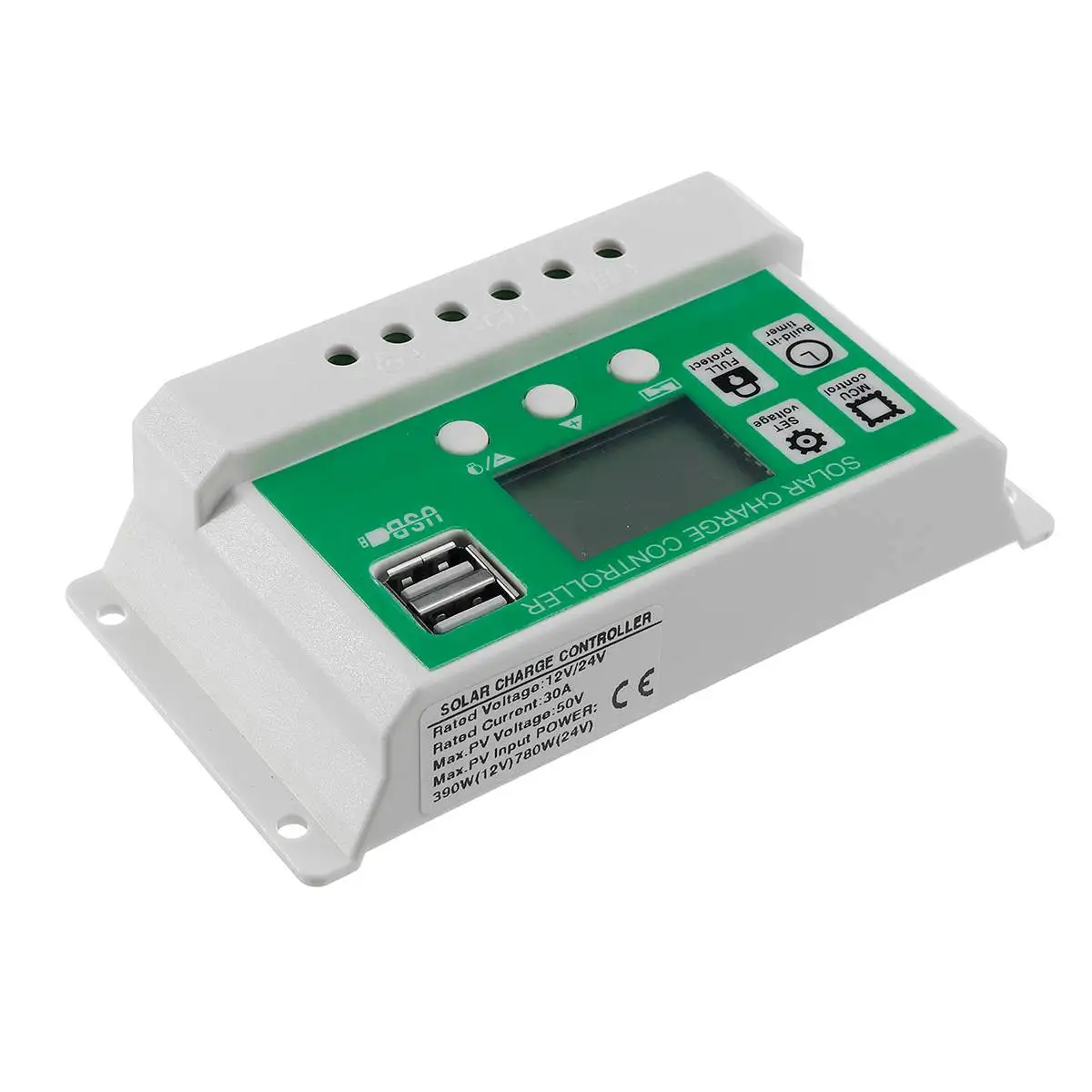 10A 20A 30A ЖК-дисплей Dual USB максимальной точкой мощности, Солнечный Контроллер заряда 12V 24V режимы Auto, PWM 5V Выход солнечных батарей Панель регулятор дома Батарея Зарядное устройство