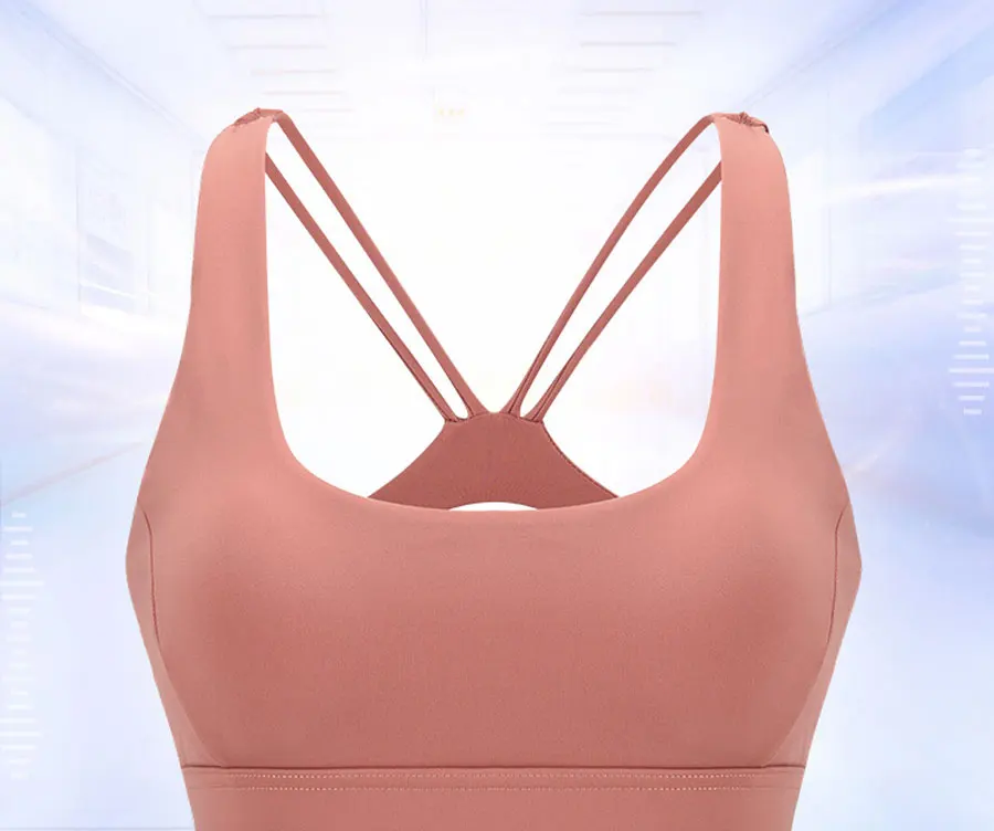 Sexy Women Sports Bra cross belt Brathable Sports Top Push Up Female Gym Fitness Female Running Yoga three rows of buttons Bra