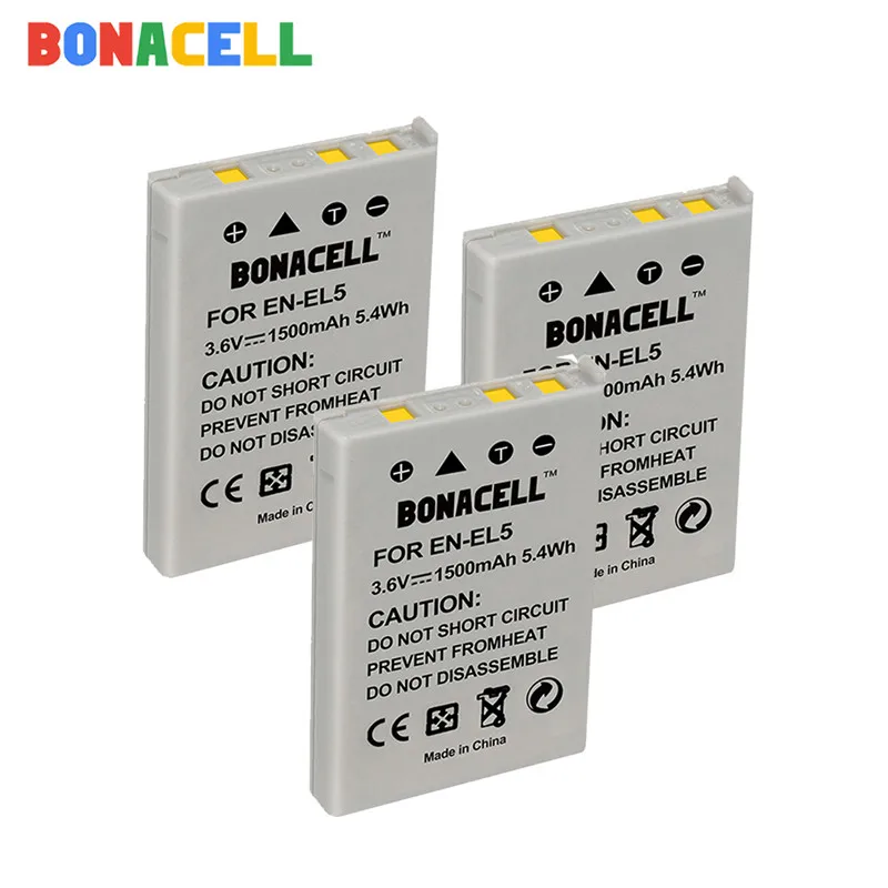Bonacell 1500 мА/ч, EN-EL5 цифровой Камера Батарея+ Зарядное устройство для цифровой камеры Nikon Coolpix P4 P80 P90 P100 P500 P510 P520 P530 P5000 P5100 5200
