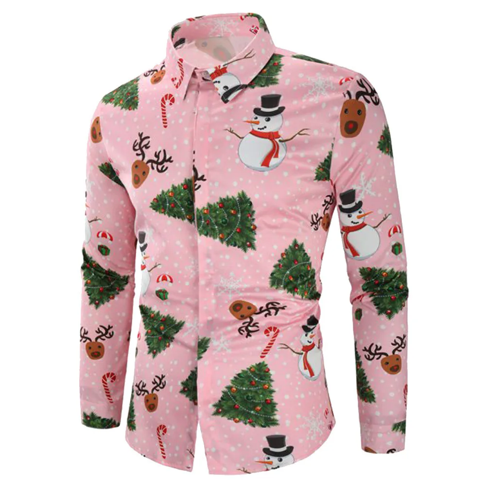 Для мужчин рубашка Рождественская одежда 2019 зимние Повседневное Chemise Homme Санта