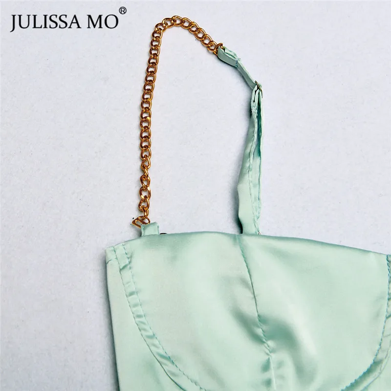 Julissa mo бюстье с цепочкой на бретелях, укороченный Топ для женщин, без рукавов, бандаж, сексуальные топы, фиолетовые, элегантные, без бретелек, камзол, топы, майка