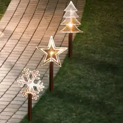 LED Solar Christmas Lights Outdoor Garden Decoration Charging Ground Lamp Snowflake Star Christmas Tree Light Yard Lawn Pathway