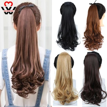 

MANWEI curls extended long ponytail clip curly long hair ponytail wig wig heat-resistant synthetic hair clip headwear