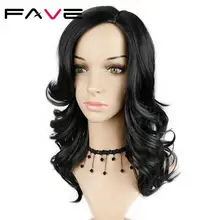 FAVE короткие боковые части натуральные волнистые синтетические парики натуральный черный цвет 18 дюймов для черных/белых женщин термостойкий косплей парик