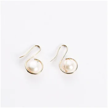

2020 New Arrival Metal Korean Real 14K Gold Pated Natural Freshwater Pearl Drop Women Dangle Earrings Female Jewelry