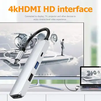 

Durable Type-C Hub Multi-function USB-C Hub 5Gbps USB3.0 HDMI Docking Station Converter Adapter for iMac MacBook