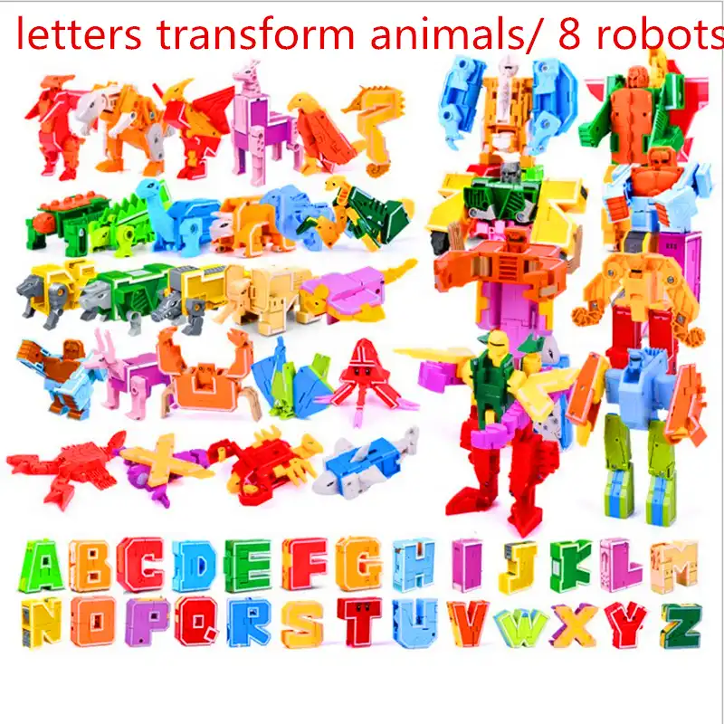 26 English Letters Transform Deformation Into Dinosaurs Animals 8 Robots Creative Action Figures Building Block Toy Kids Gifts Blocks Aliexpress