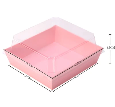 100 шт Розовый сэндвич-бокс с космическим покрытием, пищевая коробка, крафт-бумага, пластиковые коробки, упаковка для пирожных - Цвет: pink Square