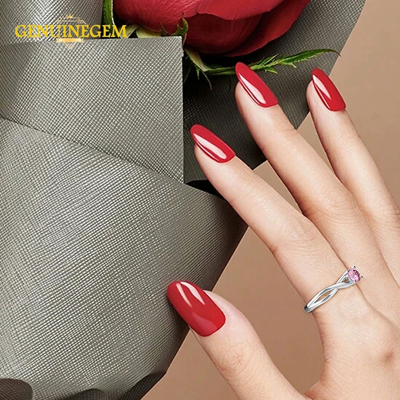 GENUINEGEM Настоящее 925 Серебряное ювелирное изделие кольца для женщин 5 мм круглое сапфировое кольцо из драгоценных камней юбилейные Ювелирные изделия Подарки
