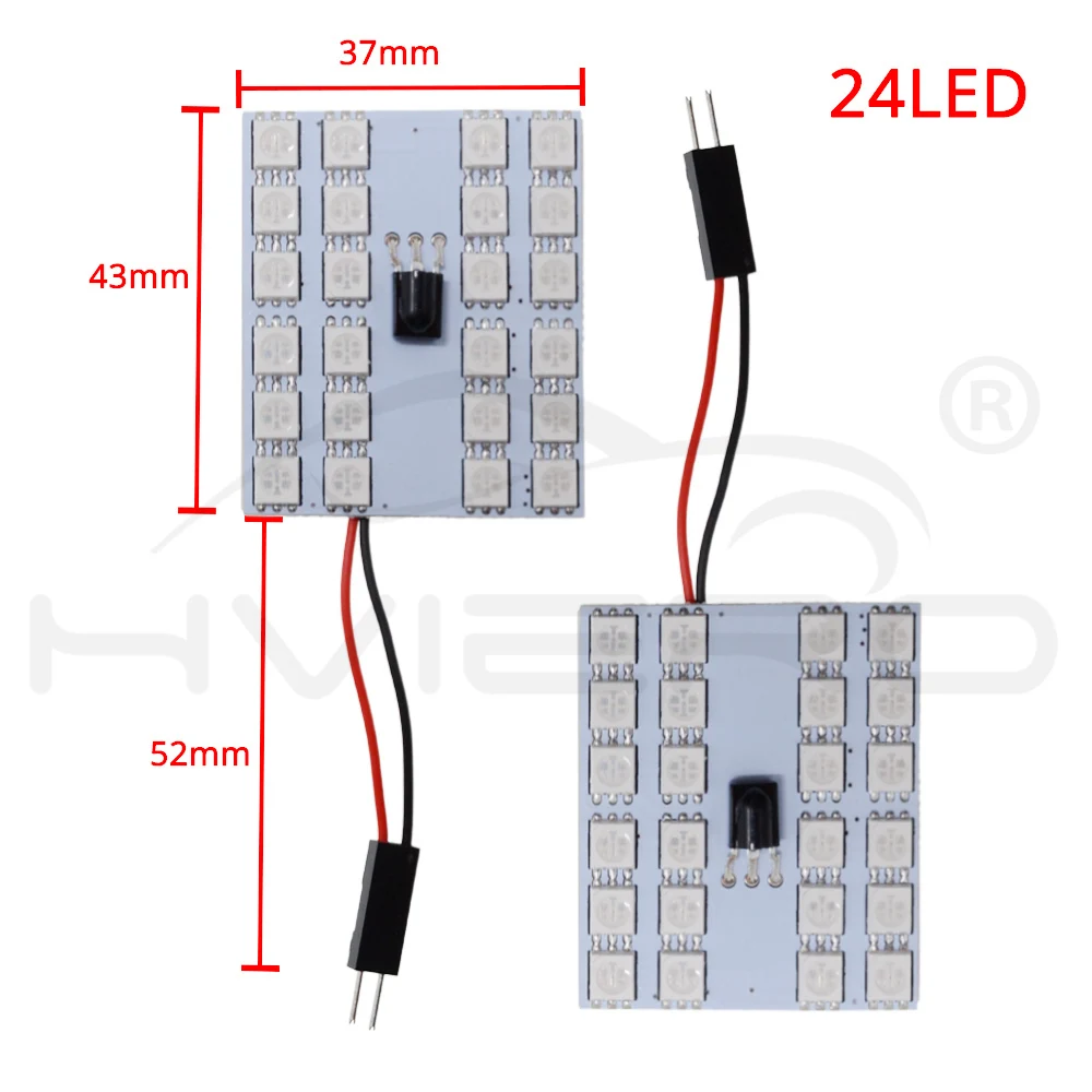 Hviero T10 RGB 5050 24SMD Car Led Remote Control Rgb Car Led Panel Interior Auto Lights Reading Dome Festoon BA9S Adapter DC 12v Light