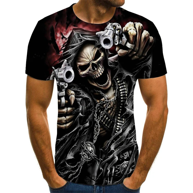 Men Shirt Skull Large Size Men Clothing Skull 3d 3d Summer Skull