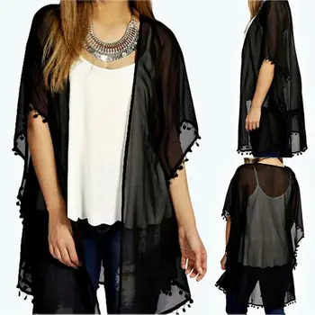 

Summer Ladies Boho Bikini Cover Up Kimono Cardigan Blouse Long Sunscreen(009)