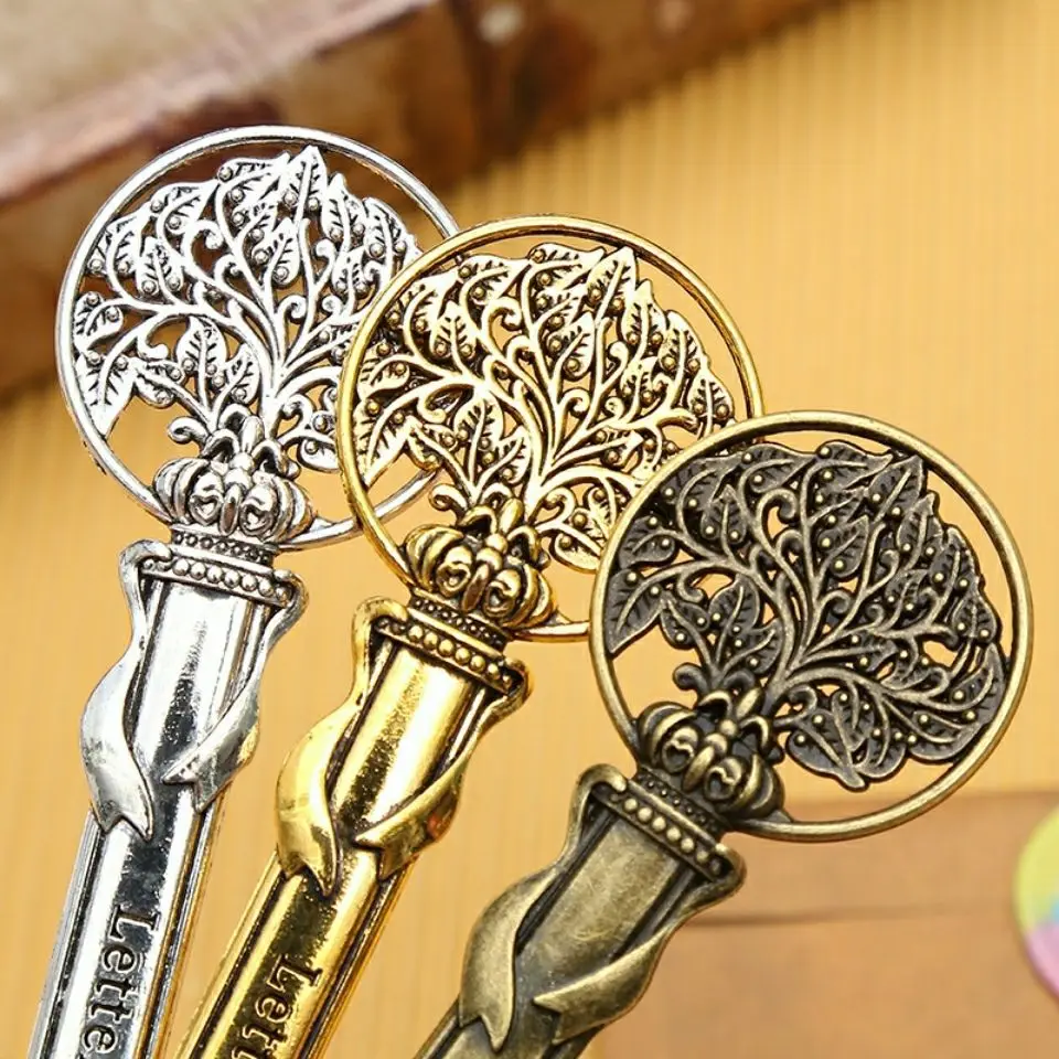 European style retro pattern metal letter opener for envelopes sealed by lacquer wax letter opening mail opener Carton cutting