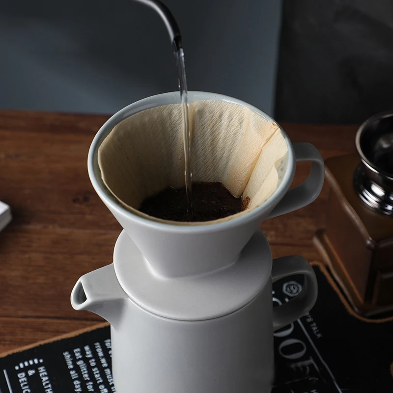 US $20.80 V60 Ceramic Reusable HandDriving Coffee Brewing Filter Maker Coffee Dripper Filter Coffee Pot Set Kitchen Accessories