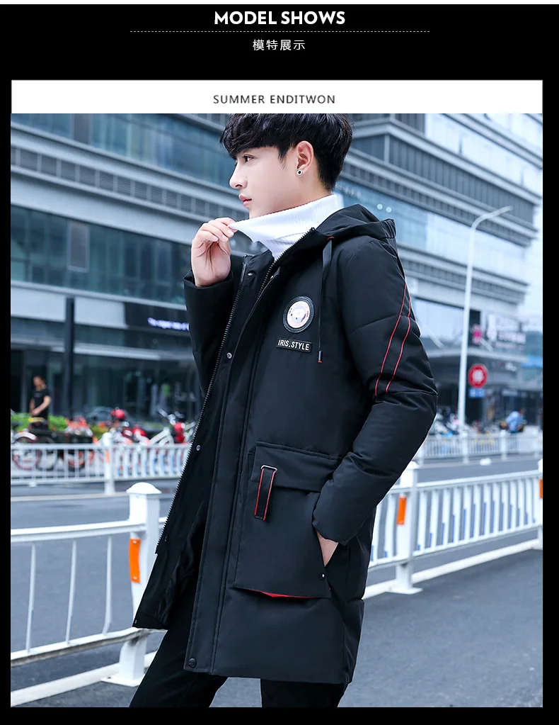 Men Winter Coat New Style Mid-length Cotton-padded Clothes Trend Handsome down Jacket Cotton-padded Clothes Autumn And Winter Th