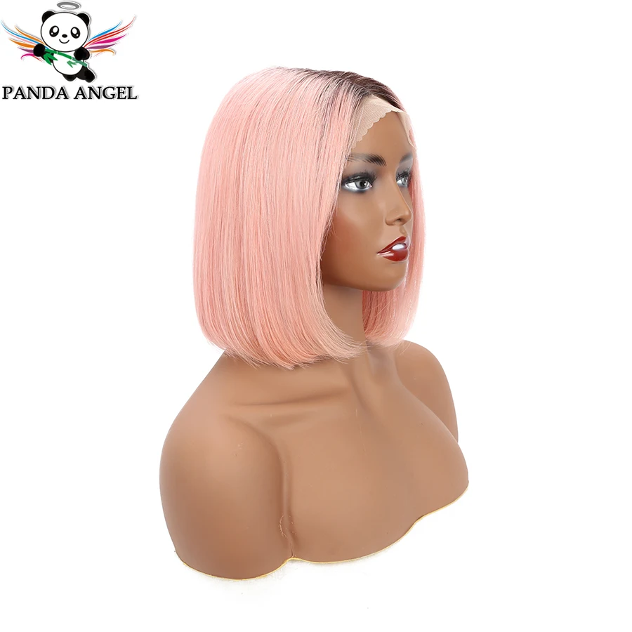 Розовый медовый блонд цвет Remy бразильские прямые волосы на шнурках спереди парики 1B светло-розовый Омбре короткий парик-Боб для рынка