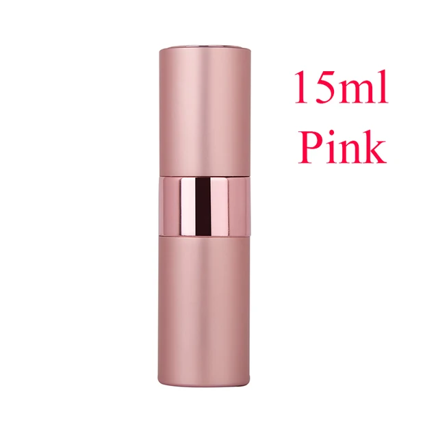 5-20ML metal aluminum Portable Refillable Perfume Bottle Cosmetic Container Empty Spray Atomizer Travel Sub-Bottle liner glass 15ML Pink  spray