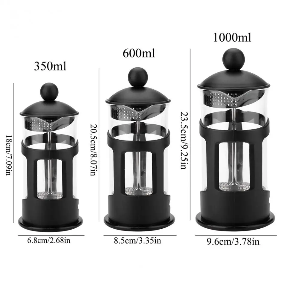 Coffee Pot Method French Press Pots Heat-resistant Percolator Tool Glass Tea Cafetera Filter Cup Barista Tools 350 600 1000ml Coffee Pot Method French Press Pots Heat-resistant Percolator Tool Glass Tea Cafetera Filter Cup Barista Tools 350 600 1000ml
