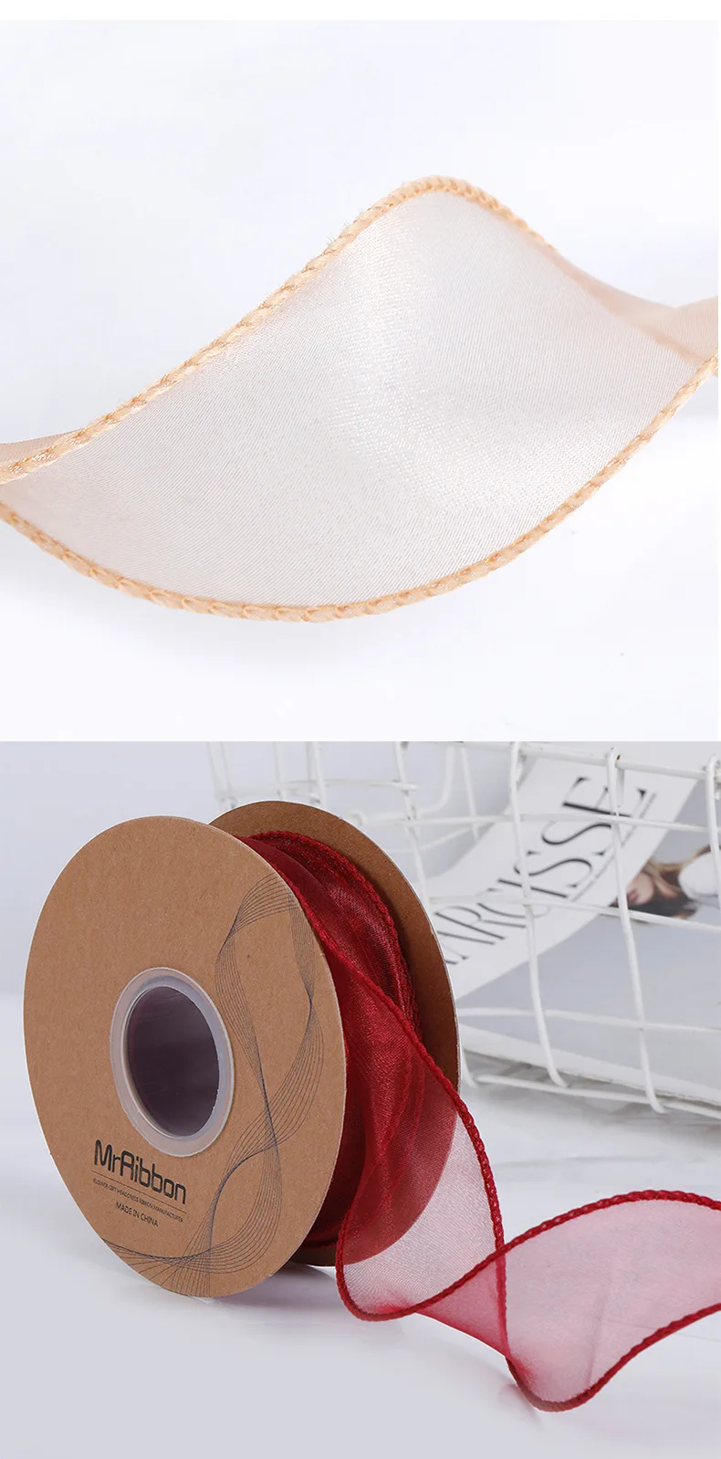 10 Yards Color Fishtail Yarn Ribbon Bouquet Packing Material Fresh Flowers Baking Overwrap Ribbon Wave Chiffon Yarn Gift Strap