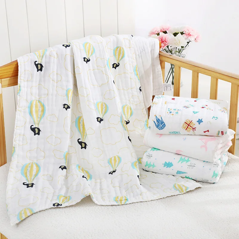 

[Wechat Business] High Density 6-Layer Gauze Printed Washing Baby Bath Towel Blanket 70*140 CHILDREN'S Bath Towel