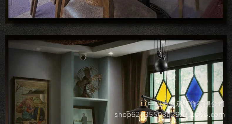 E27 Single Vintage Loft Retro Pendant Light Sconce Hanging Pulley Lamp Fixtures Restaurant Bar Home Decoration