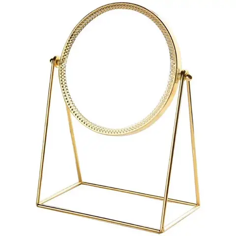 360° Rotation Metal Makeup Mirror Single Sided Vintage Vanity Mirror Golden